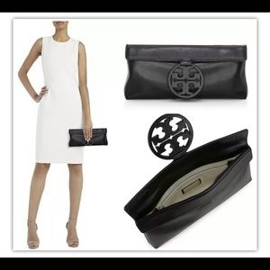 NWT Tory Burch Miller Leather Clutch Bag in Black